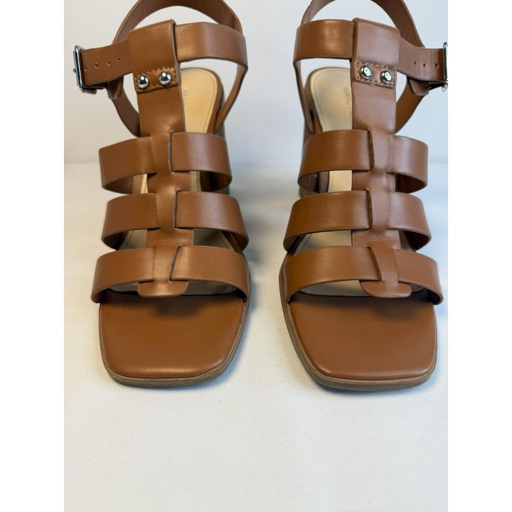 Marc Fisher Fynlee Sandals Women Size 9M Brown Leather Strappy Block Heel Shoes - Picture 5 of 12